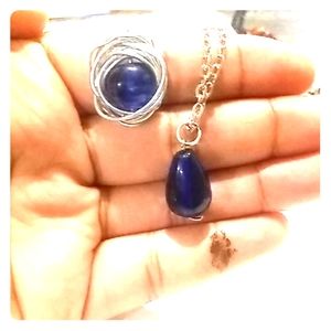 Lapis necklace and ring set